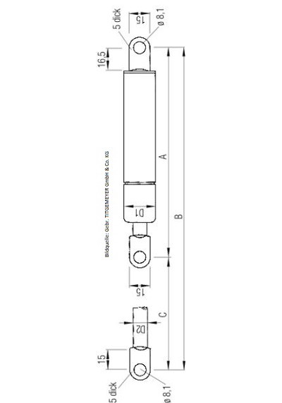 HIRO LIFT, Gasdruckfeder 100N schwarz lackiert, Kalea-A4, Zylinderlän